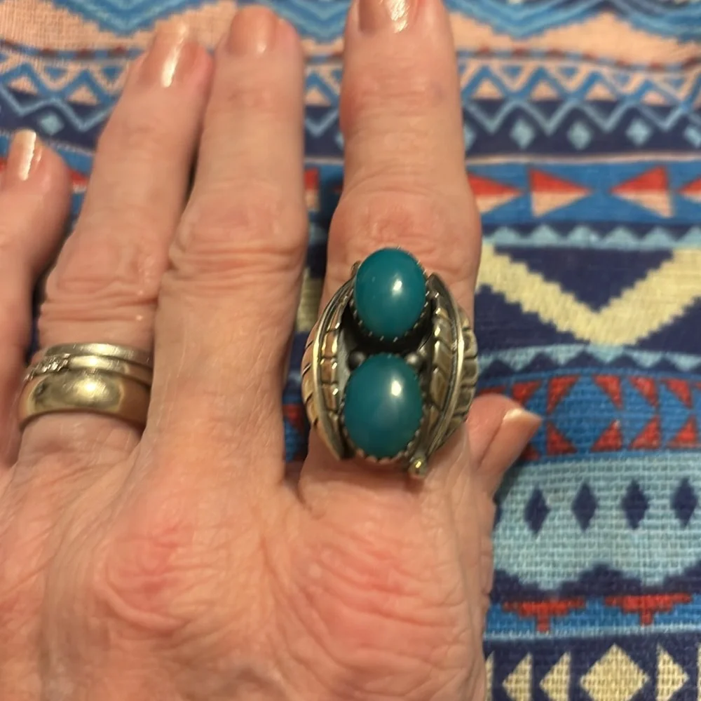 Turquoise sterling silver ring size 8 - Picture 7 of 8